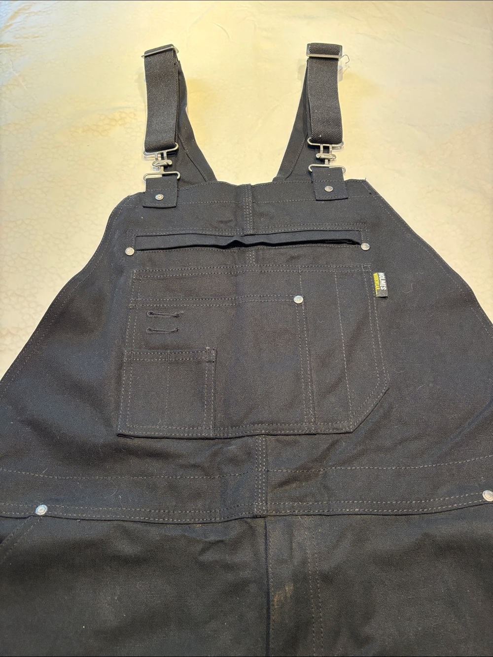 Durable Black Overalls with Front Tool Pocket